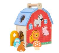 rockible Children Learning Puzzle Wooden Shape Sorting House Toy Featuring Animal Shape Matching Bright Illustration Sorter Early Learning Skills Fine Motor Practice Suitable for toddler activities
