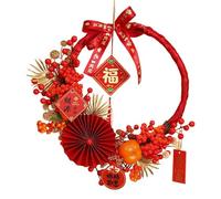 rockible Chinese New Year Wreath 2025 Lunar Year Wreath Spring Festival Hanging Ornamentred Berries Artificial Floral Wreath for Wall