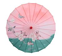 rockible Chinese Oiled Paper Umbrella Oriental Parasol Handmade Wood Handle Flower Print Classical Dance Umbrella for Wedding Party, Style F