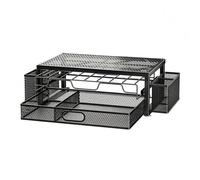 rockible Coffee Machine Base Stand Countertop Storage Rack Organizer With Front Slide Tray And Side Bins Carbon Steel Mesh Suitable for kitchen counter office small business lobby 42cm