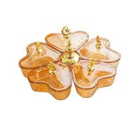 rockible Divided Rotating Serving Tray with Lid Heart Shaped 5 Compartments for Candy Cookies, Brown Star Moon