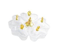 rockible Divided Rotating Serving Tray with Lid Heart Shaped 5 Compartments for Candy Cookies, Clear Star Moon