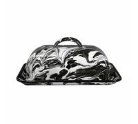 rockible Enamel Storage Container Butter Dish with Lid Butter Keeper Tray with Large Base Odor Barrier Glossy Surface Easy to Handle Suitable for Breakfast Tea time Dining Table countertop