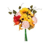 rockible Fall Artificial Flower Bouquet Floral Arrangement Garden Farmhouse Bridesmaid Office Kitchen Faux Maple Leaves Decorative, Style C