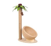 rockible Feline Perch with Nest Compact Palm Tree Cat Scratcher Cozy Activity Centre for Indoor