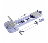 rockible Folding Bed Pilates Reformer Exercise Equipment Foldable Training Bed Resistance Cord Sliding Track Padded Handles suitable for regular workouts home , Purple
