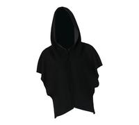 rockible Halloween Cloak Medieval Hooded Cape Hat Cosplay Roles Play Gothic Wizard Cloak Unisex Witch Cowl Hat Dress up Witch Cape, Black