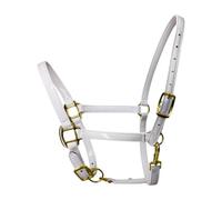 rockible Horse Halter Rope Training Adjustable Harness with Padded Bridle and Microfiber Leather for Comfortable Groundwork Suitable for Farm Grassland Sports, White L