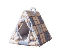 rockible Indoor Feline Hideaway, Milk Blue Plaid, L | Cozy angled design, Pet Tent, soft, Tent House, for Bedroom, Cats