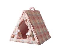 rockible Indoor Feline Hideaway, Pink Plaid, L | Cozy angled design, Pet Tent, soft, Tent House, for Bedroom, Cats