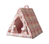 rockible Indoor Feline Hideaway, Pink Plaid, M | Cozy angled design, Pet Tent, soft, Tent House, for Bedroom, Cats