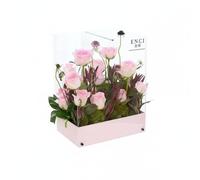 rockible Industrial Case Flower Display Box Acrylic Rectangular Presentation Box Transparent Gift Case With Portable Handle For Special Events Suitable for, Pink
