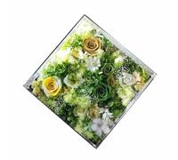 rockible Industrial Display Box Acrylic Rose Arrangement Hydrangea Lichen Bouquet With Ribbon No Sunlight Maintenance Needed Suitable for gift giving home, Light Green
