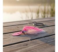 rockible Jig Chatter Vibrating Artificial Bait Weedless Stainless Steel Bladed Silicone Skirt Realistic Eyes Suitable for Anglers Bass Pond Fishing, Pink, 7G