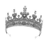 rockible King Crown Prince Round Crown Accessory 15cm Ancient King Tiara Headpiece for Knight Birthday Parties Celebration, Silver