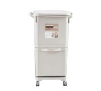 rockible Kitchen Waste Bin Trash Can Rubbish Container Garbage Bin With Split Recycling Compartments And Flip Lid PP Build With, Press-open Single Lid With Partition, 42L, Simple Version