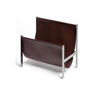 rockible Magazine Storage Shelf Magazine Rack Holder Organizer Stand Stainless Steel Frame with Leather Strap Compact Upright Storage for Publications suitable for living room bedroom office