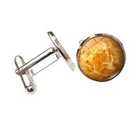 rockible Men Cufflinks Celestial Glass Cufflinks Space Theme Cuff Links Orb Shirt Fasteners With Shiny Alloy Finish And Hinged Closure Suitable for business, Gold