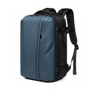 rockible Men Waterproof Rucksack Laptop Backpack Travel Bag Computer Backpack With Vacuum Compression Oxford Cloth Built-In Lock USB Ports Curved Straps, Blue, Blue, 19