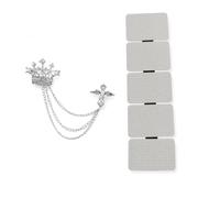 rockible Men's Crown Brooch Hanging Chains Fashion Accessories Rhinestone Coat Hat Scarf Storage Hanger Removable Pin Display Board Multi Pocket Felt Organizer
