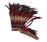 rockible Native American Chief Headdress Costume Performance Dance Show Adults Headband, Red