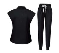 rockible Nurse Scrubs Uniforms Women Set Nursing Scrub Set Top and Joggers Pants Nurses Uniform Beauty Scrubs Womens Scrubs Set Work Wear & Uniforms for Spa Beauty Salon Pet Groomer, Black, XXL