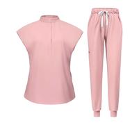 rockible Nurse Scrubs Uniforms Women Set Nursing Scrub Set Top and Joggers Pants Nurses Uniform Beauty Scrubs Womens Scrubs Set Work Wear & Uniforms for Spa Beauty Salon Pet Groomer, Pink, M