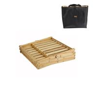 rockible Outdoor Folding Shelf Rack Storage Organizer Three Tier Foldable Bamboo Stand with Oxford Cloth Bag suitable for campsite cooking picnic setup road trips weekend outings