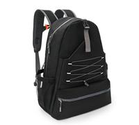 rockible Outdoor Training Carrier Backpack Bag Rucksack Pack with Organized Rectangular Shape Oxford Polyester Material Lower Shoe Section Front Zip Pocket, Array, Black, L