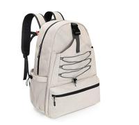 rockible Outdoor Training Carrier Backpack Bag Rucksack Pack with Organized Rectangular Shape Oxford Polyester Material Lower Shoe Section Front Zip Pocket, Array, Beige, L