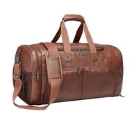 rockible PU Leather Duffle Bag, Shoulder Bag, Multifunction Portable Men Large with Shoes Compartment Business Travel Bag for Camping, Brown
