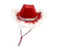 rockible Red Cowgirl Hat with Feathers Western Cowboy Hat for Party Supplies Festival, Ordinary Feather