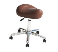 rockible Saddle Stool Drafting Work Massage Stool Heavy Duty with Wheels Adjustable PU Leather Multipurpose for Beauty Coffee Shops, Brown