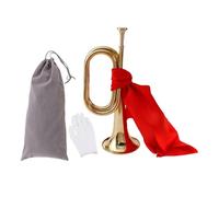 rockible Scouting Trumpet Blowing Bugle Professional Classic Bugle Trumpet Mini Brass Instrument for School Band Beginner Adults Kids, 4Pcs