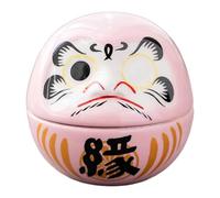 rockible Small Ceramic Daruma Doll Japanese Art Sculpture Collectible Table Centerpiece Dharma Decor Miniature Figurine for Bookshelf, Pink