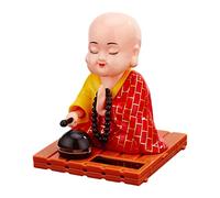 rockible Small Figure Solar Head Toy Funny Car Bobble Head Toy Chinese Small Buddha Statue Car Dashboard Ornament Home, Red, S