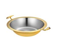 rockible Stainless Steel Hot Pot Bowl Three-Layer Base Double-Handle Hot Golden Pot Textured Rims Kitchen Cookware for Stovetop Cooking, 38cm, Gold Rim Clear Soup Pot