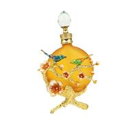 rockible Vintage Perfume Bottle, 30 ml, Yellow, 6x14cm, Refillable, Glass, Fancy Gift for Mom, with Flowers Pattern, Empty Refillable Perfume Bottle