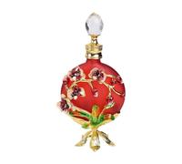 rockible Vintage Perfume Bottle Glass Perfume Bottle 30 ml,Fancy Gift for Mom, with Flowers Pattern, Empty Refillable Perfume Bottle, Red, 5.7x14cm