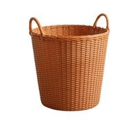 rockible Woven Laundry Basket with Handles Open-Top Waterproof PE Laundry Hamper Portable Braided Container Basket with Carry Handles for Living Room, 38 CM
