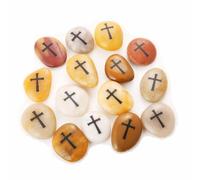 ROCKIMPACT 24PCS CROSS Engraved Inspirational Stones, Sentimental Gifts, Blessing Motivational Treat, Encouragement Message Rock Pebble Keepsake, Wholesale Price, 5-8cm (2"-3") each