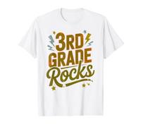 Rockin' 3RD Grade Rocks First Day Singing Teacher Girls Value Graphic T-Shirt, Men, White, M