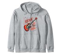 Rockin' 50 Days Of School Guitar Music Fun Zip Hoodie