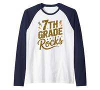 Rockin' 7TH Grade Rocks First Day Singing Teacher My Besties Raglan Baseball Tee
