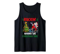 Rockin Around Christmas Tree Funny Rocker Santa Music Tank Top