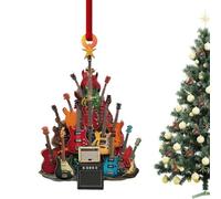 Rockin' Around the Christmas Tree Ornaments | 2D Acrylic Guitar Christmas Tree Decoration | Hanging Pendant Musical Christmas Ornaments | Rocking Stacking Guitars with Speaker Christmas Decor