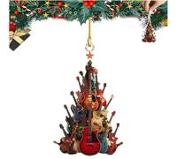 Rockin' Around The Guitar Christmas Tree Decoration | 3 Inch Wooden Musical Christmas Ornaments | Hangable Rocking Around The Christmas Tree Ornament | Rock Guitar Pendants for Music Lover