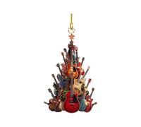 Rockin' Around The Guitar Christmas Tree Ornament, 2D Acrylic Guitar Christmas Tree Decoration, Christmas Decoration, Stacking Rock Guitar Car Charm, Rock Guitar Christmas Ornament