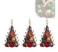 Rockin' Around The Guitar Christmas Tree Ornament, 2D Acrylic Rock Christmas Tree Ornaments, Vintage Flat Stacking Music Christma Decor (3pcs)