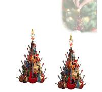 Rockin' Around The Guitar Christmas Tree Ornament, 2D Acrylic Rock Guitar Christmas Tree Ornaments, Vintage Music Christma Decor for Music Lovers (2pcs)